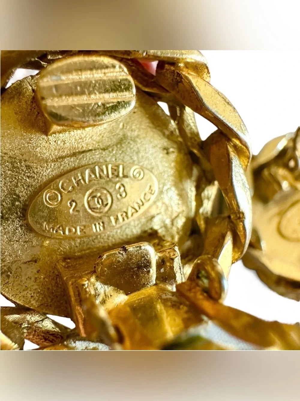 Chanel Gold Tone Round Clip On Earrings